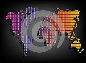 Color map of the world on a dark background.